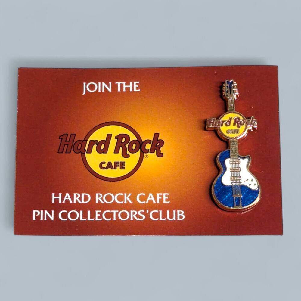 Hard Rock Pin 2007 Mini Icon Guitar Blue & White Giveaway Pin